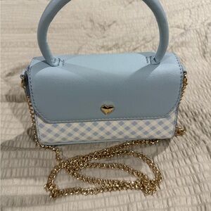 Blue and White Checkered Women's Bag
